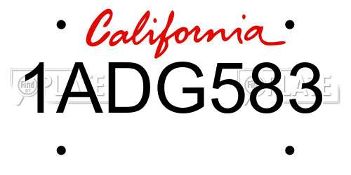 1ADG583 California License Plate
