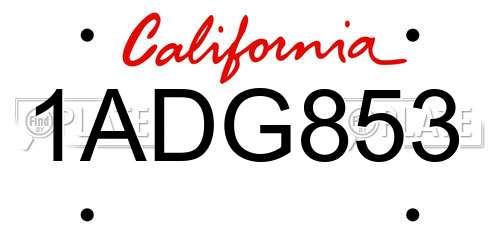 1ADG853 California License Plate