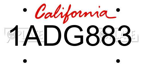 1ADG883 California License Plate