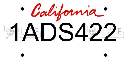 1ADS422 California License Plate