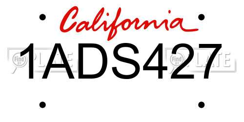 1ADS427 California License Plate