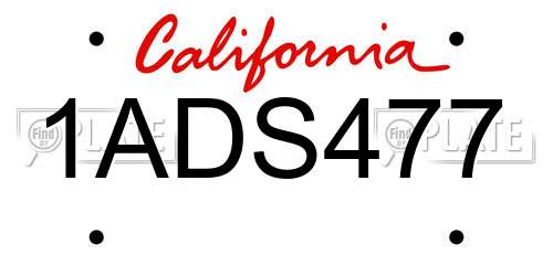 1ADS477 California License Plate