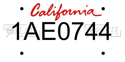 1AE0744 California License Plate