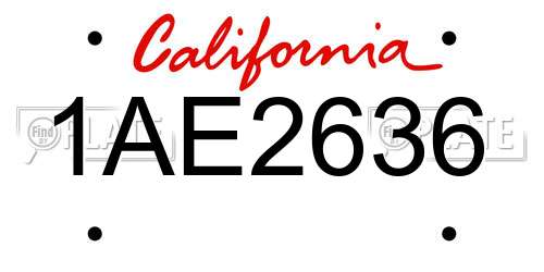 1AE2636 California License Plate