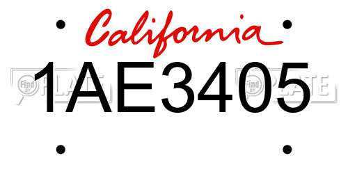 1AE3405 California License Plate