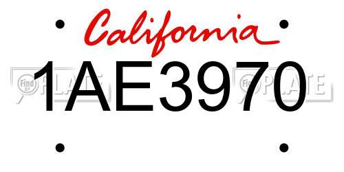 1AE3970 California License Plate