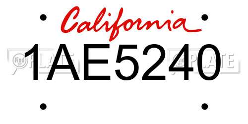 1AE5240 California License Plate