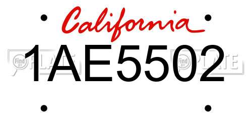 1AE5502 California License Plate