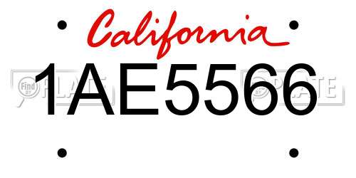 1AE5566 California License Plate