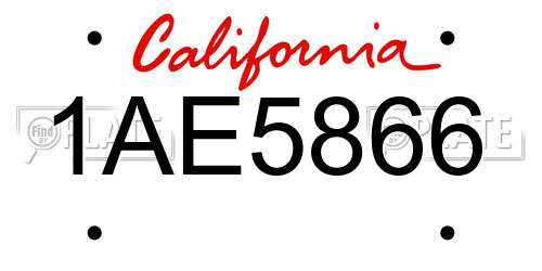 1AE5866 California License Plate