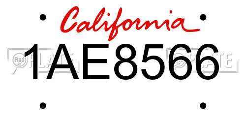 1AE8566 California License Plate