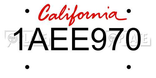 1AEE970 California License Plate