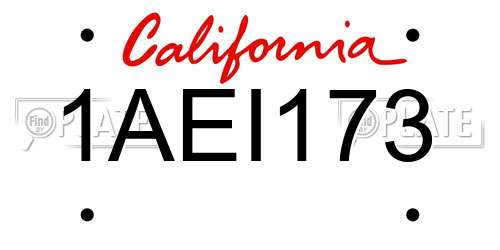 1AEI173 California License Plate