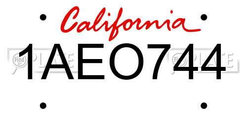 1AEO744 California License Plate