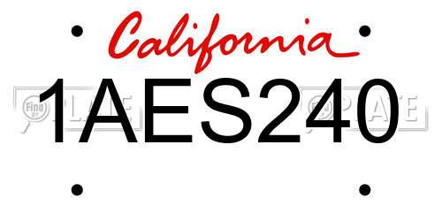 1AES240 California License Plate