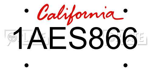 1AES866 California License Plate