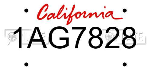 1AG7828 California License Plate