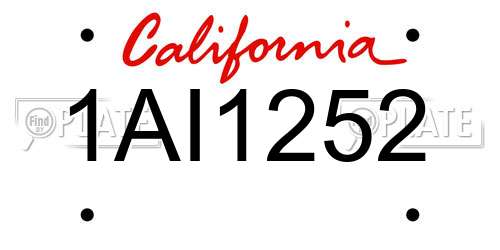 1AI1252 California License Plate