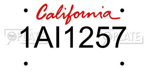 1AI1257 California License Plate