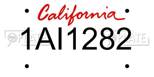 1AI1282 California License Plate