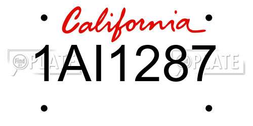 1AI1287 California License Plate
