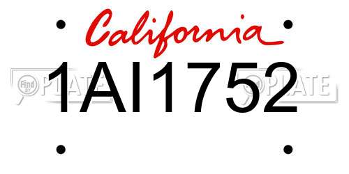1AI1752 California License Plate