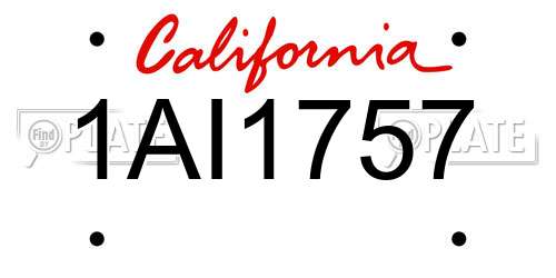 1AI1757 California License Plate