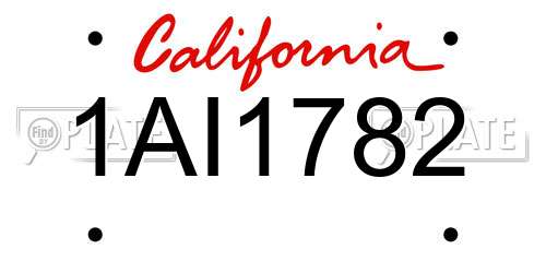 1AI1782 California License Plate