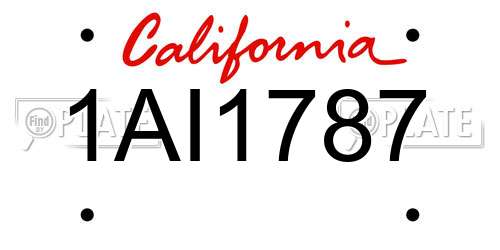 1AI1787 California License Plate