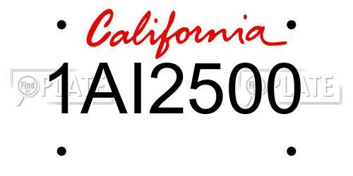 1AI2500 California License Plate