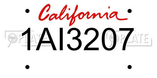 1AI3207 California License Plate