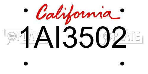 1AI3502 California License Plate
