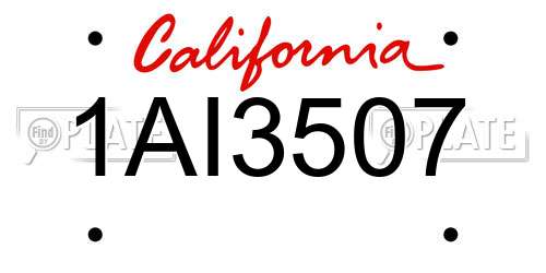 1AI3507 California License Plate