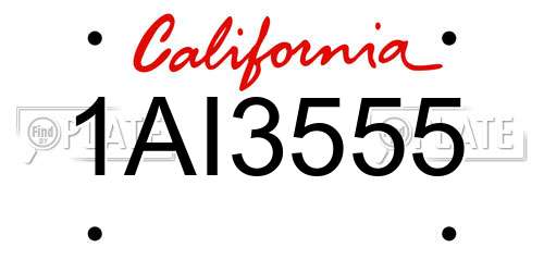 1AI3555 California License Plate