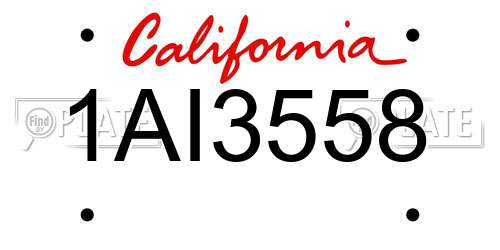1AI3558 California License Plate