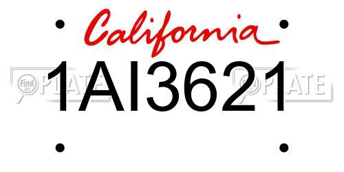 1AI3621 California License Plate