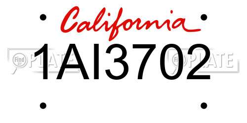 1AI3702 California License Plate