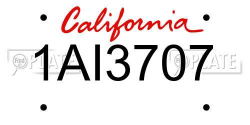 1AI3707 California License Plate