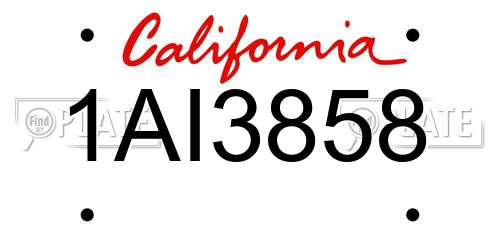 1AI3858 California License Plate