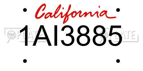 1AI3885 California License Plate