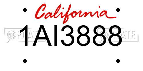 1AI3888 California License Plate