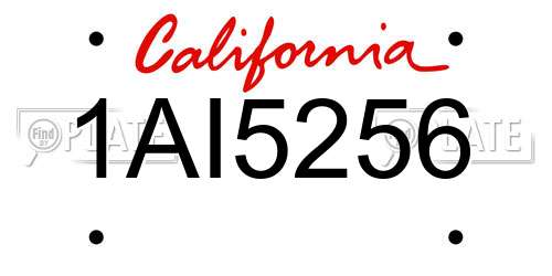 1AI5256 California License Plate