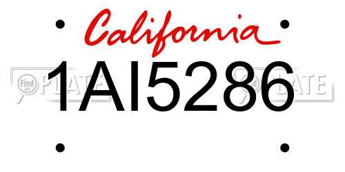 1AI5286 California License Plate