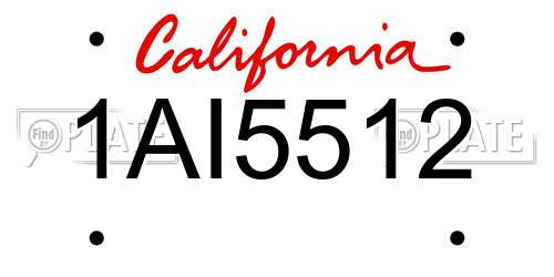 1AI5512 California License Plate
