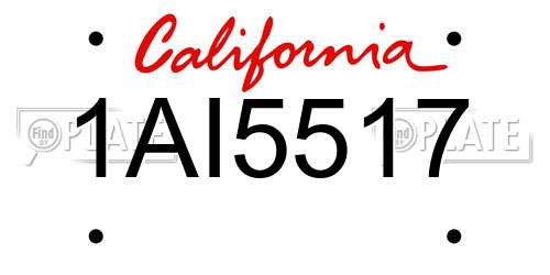 1AI5517 California License Plate