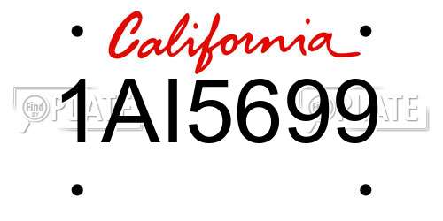 1AI5699 California License Plate