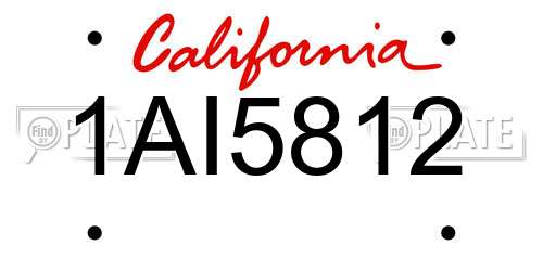 1AI5812 California License Plate