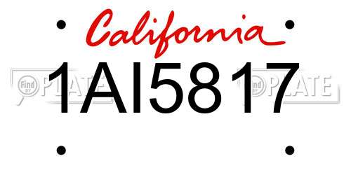 1AI5817 California License Plate