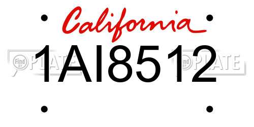 1AI8512 California License Plate