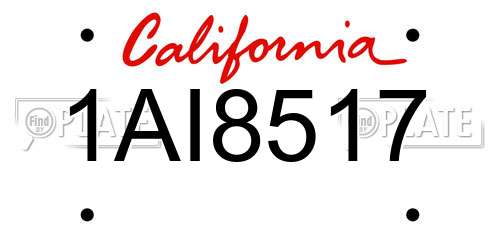 1AI8517 California License Plate